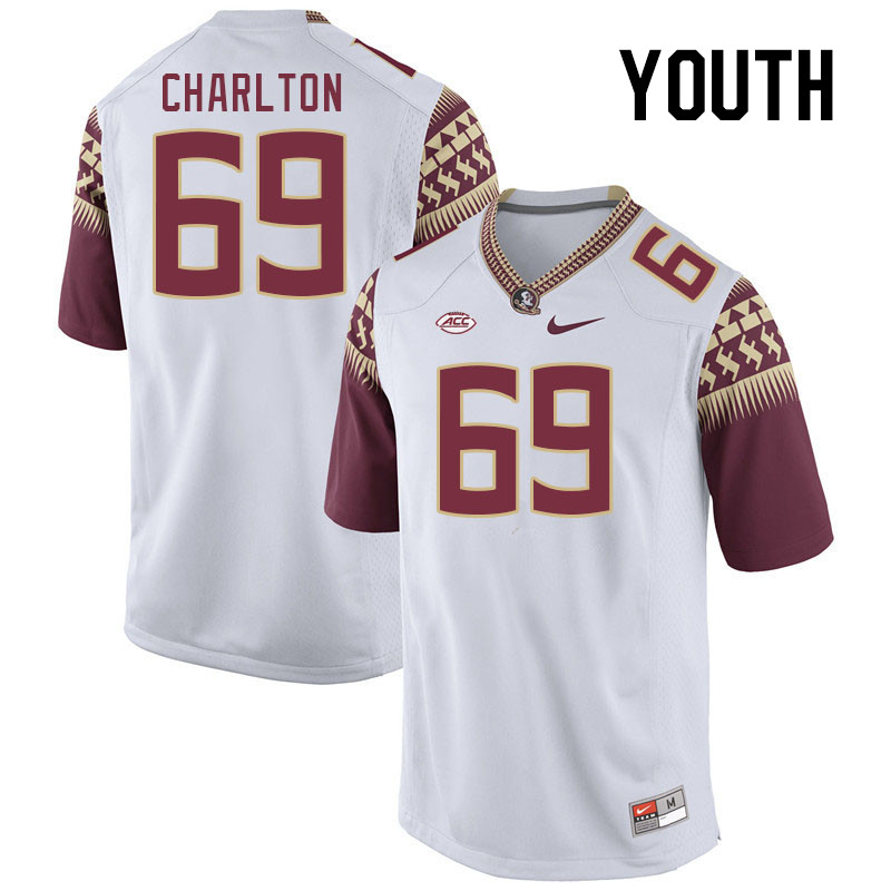 Youth #69 Kanaya Charlton Florida State Seminoles College Football Jerseys Stitched-White